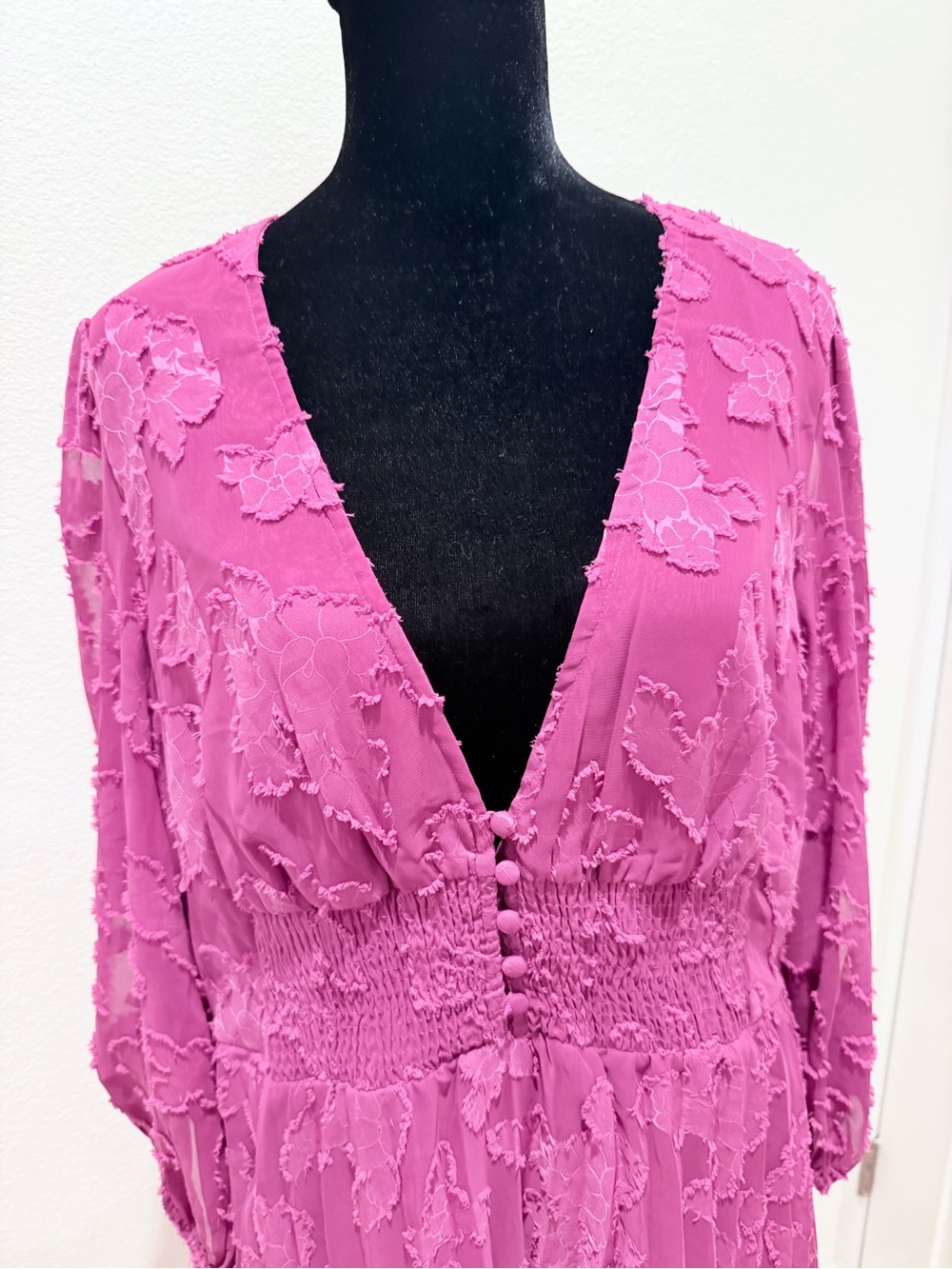 ASOS Fuchsia Textured Button-Front Dress - Picture 5 of 11